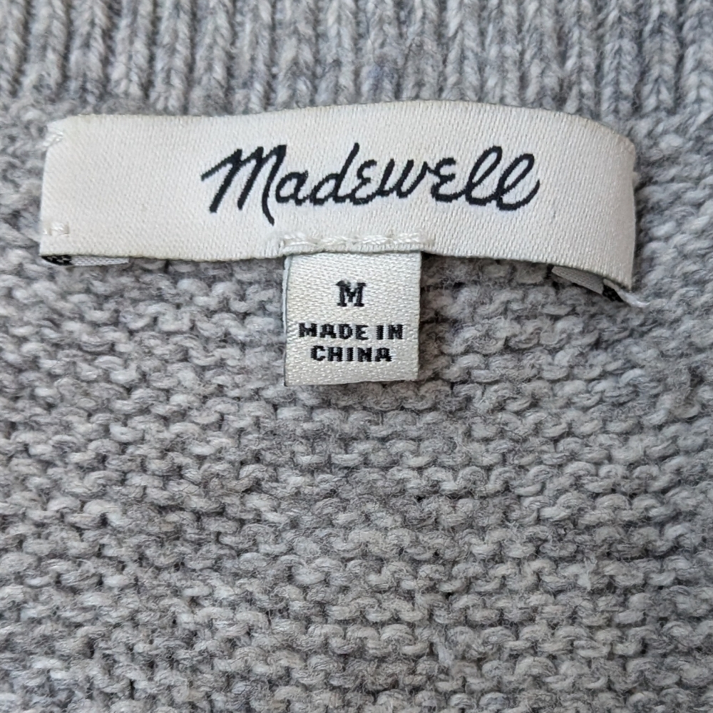 Madewell Gray Textured Garter Stitch Crewneck Sweater - Size M - Picture 4 of 10